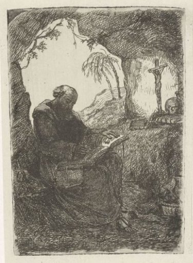 Monk in a cave