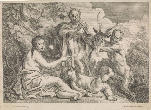 The child Jupiter is fed by the goat Amalthea