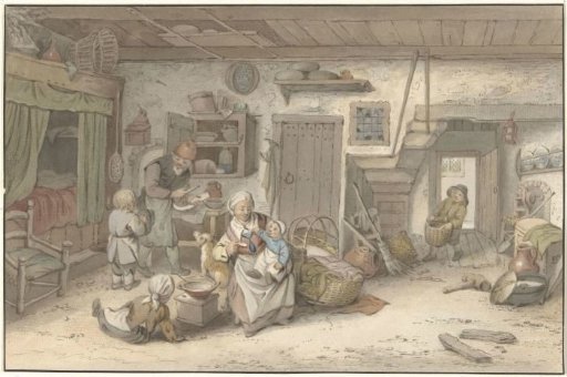 Interior with a peasant family