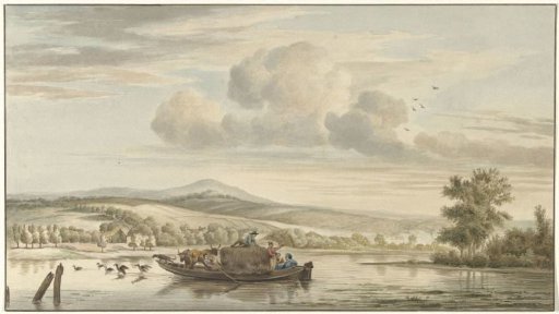 River view with a hay barge