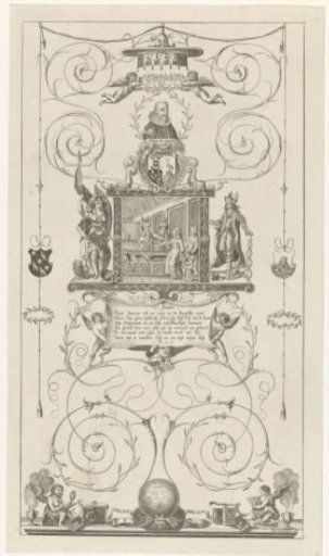 Emblematic print with the capture of Hugo de Groot