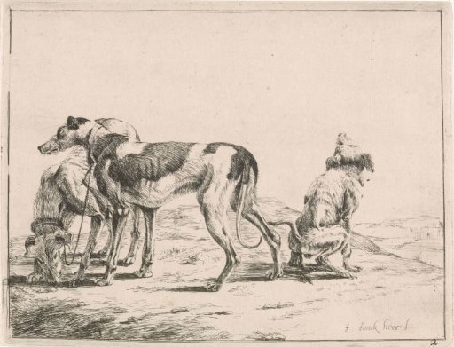 Landscape with Three Greyhounds