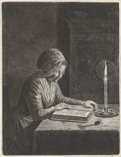 Interior with a reading woman