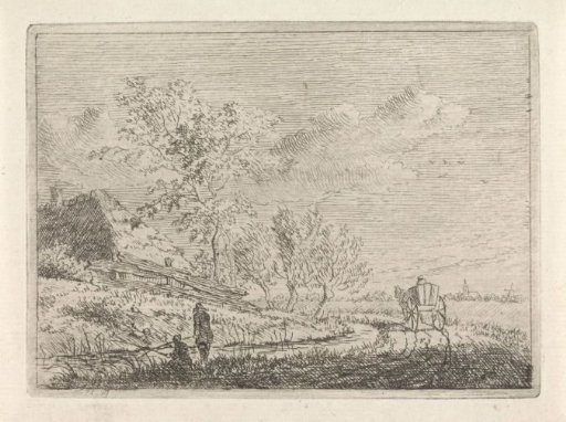Landscape with cart and two fishermen