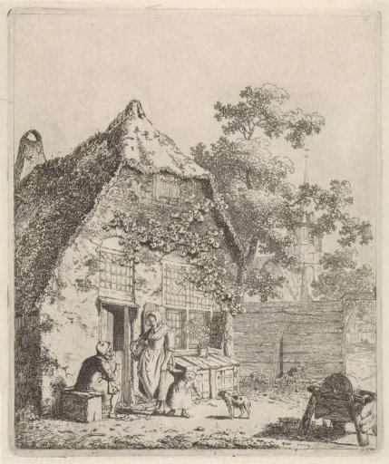 Peasants in conversation at a farmhouse
