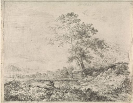 Fisherman by a lake