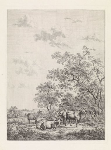 Forest landscape with six cows