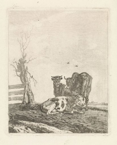 Landscape with three cows