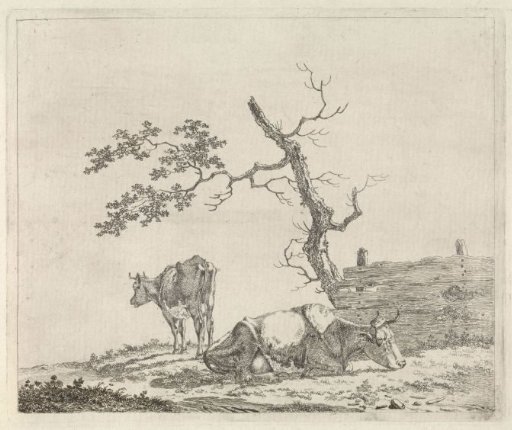 Two Cows by a Fence