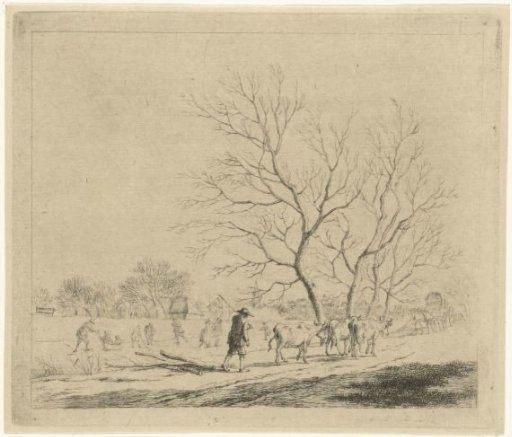 Winter Landscape with Cows and Skaters
