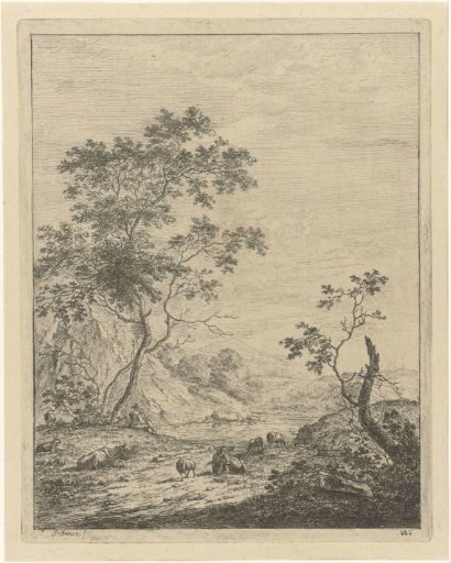Mountainous Landscape with Shepherd and Cattle