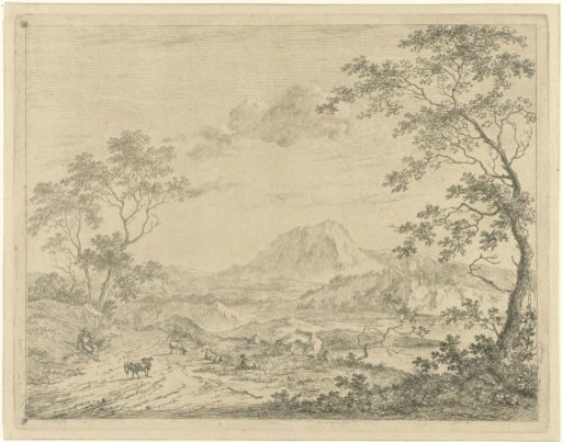 Mountainous Landscape with Resting Shepherd