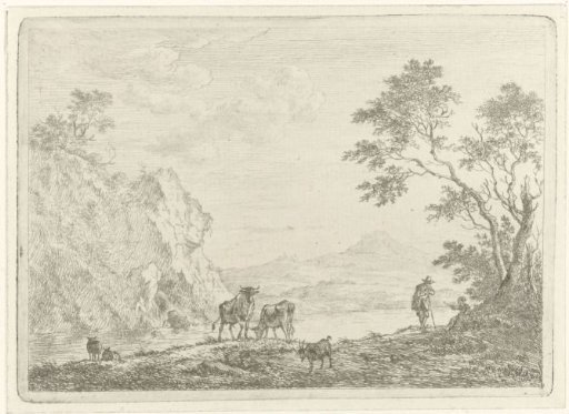 Mountainous Landscape with Shepherd and Cattle