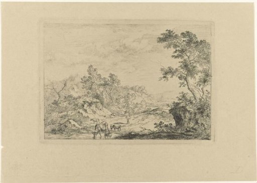 Landscape with Shepherd and Cattle by a Stream