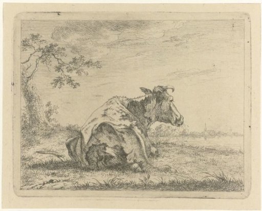 Recumbent Cow by the Water's Edge