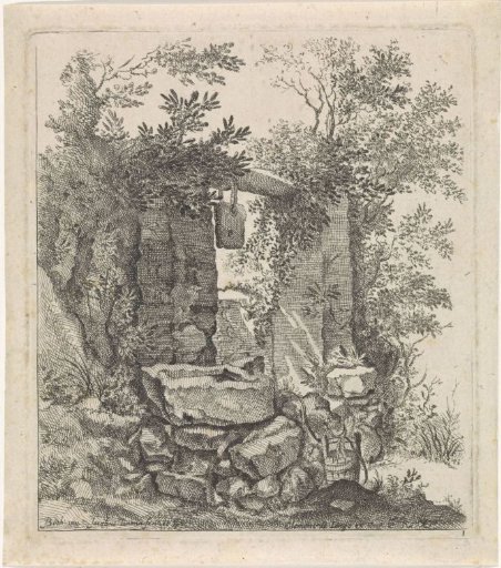 Ruined stone gate in a landscape