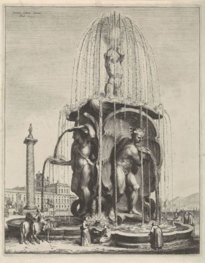 Fountain and column of Trajan in Rome