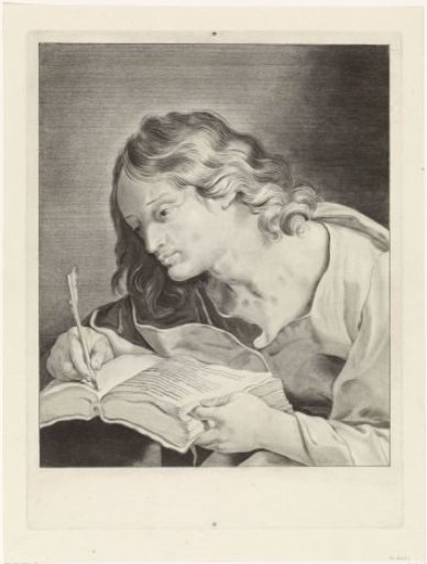Saint John the Evangelist, writing in a book