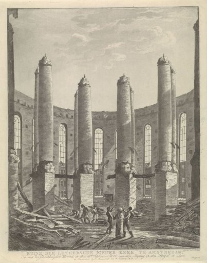 View of the Burnt New Lutheran Church on the Singel in Amsterdam, 1822