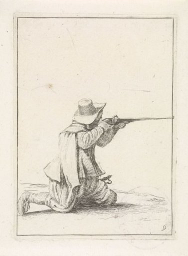 Kneeling soldier, aiming his musket