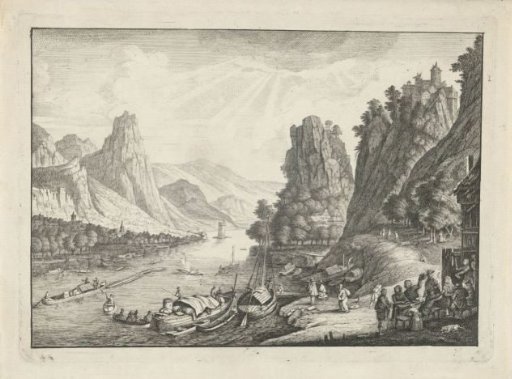River landscape with boat traffic