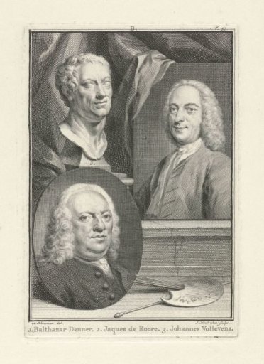 Portraits of Balthasar Denner, Jaques Ignatius de Roore and Johannes Vollevens