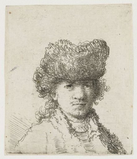 Self-portrait in a fur cap: bust