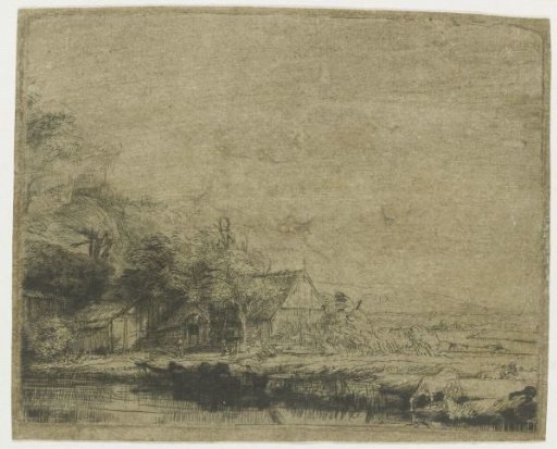 Landscape with a cow drinking
