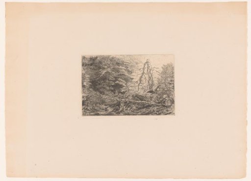 Hunter in a Forest Shooting at a Rising Heron