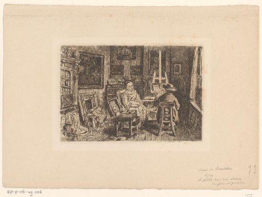 Painter at work in his studio