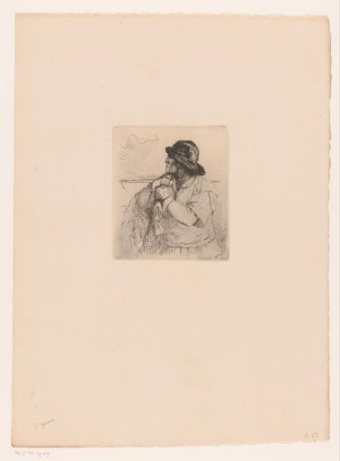 Fisherman with a hat and a net over his shoulder