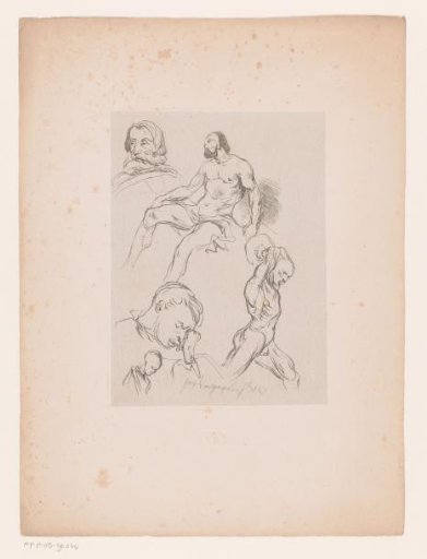 Studies of male figures and heads