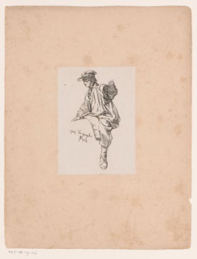 Study of a boy seated on a saddle