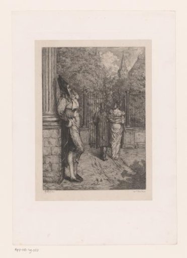 Man on the Left Looking at a Couple Walking into the Park
