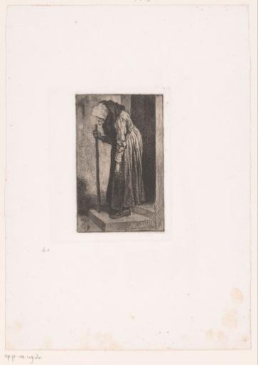 Old woman with a staff