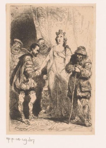 Personification of Antwerp between a beggar and a physician in the dress of a Spanish nobleman