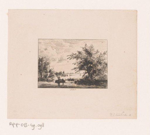 Landscape with a rowing boat on the water