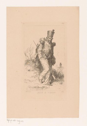 Soldier stamps on the ground to keep his feet warm