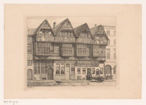 Wooden façades at St. Walburga Square in Antwerp