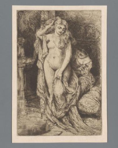 Woman Being Dressed by Her Chambermaid