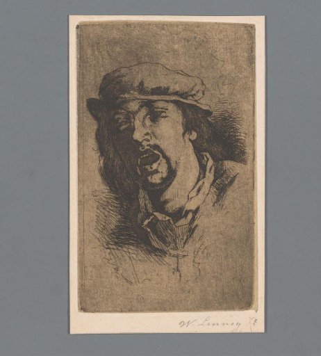 Portrait of an unknown man with open mouth