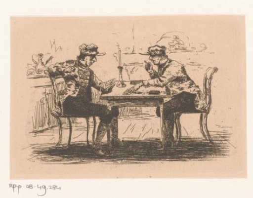 Two men playing cards