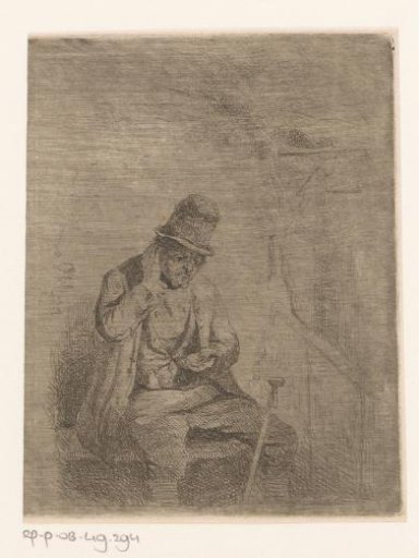 Seated man with a coin in his hand