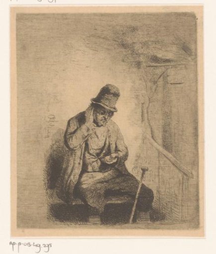 Seated man with a coin in his hand
