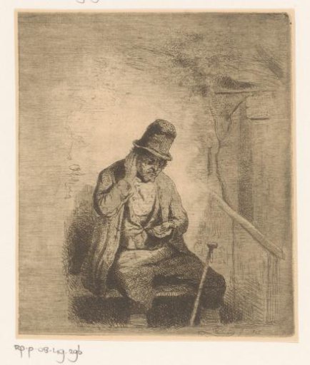 Seated man with a coin in his hand