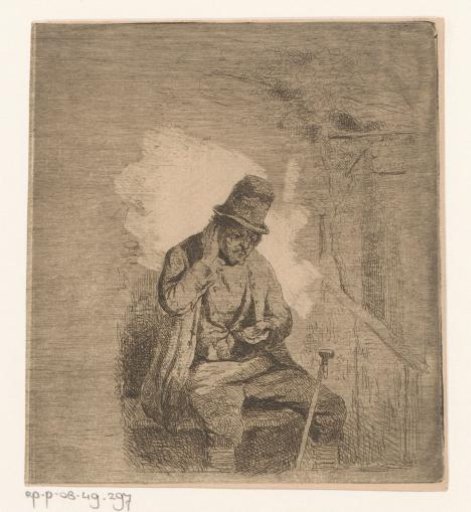 Seated man with a coin in his hand