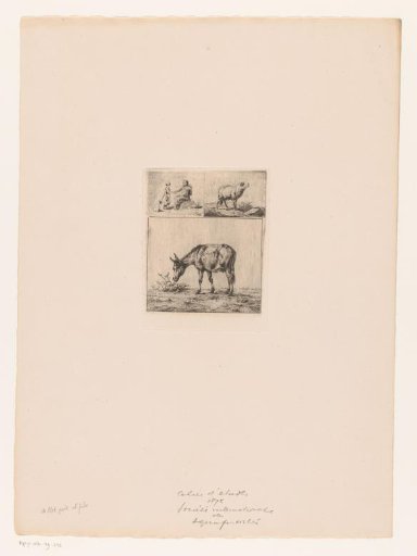 Study Sheet with a Seated Soldier and Girl, a Sheep and a Donkey