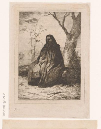 Woman seated on a log