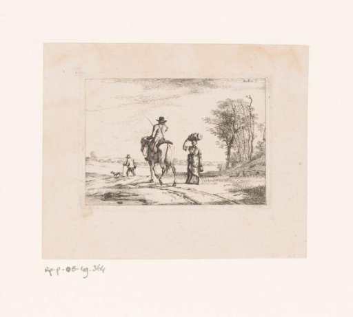 Landscape with figures on a road