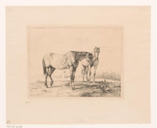 Landscape with two horses and a fisherman